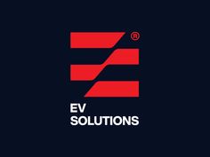 the logo for ev solutions, which has been designed by an artist and is red on black