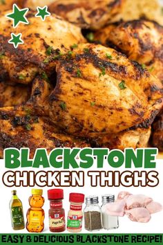 black stone chicken thighs are shown in this advertisement