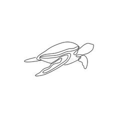 a single line drawing of a turtle swimming in the ocean on a white background royalty illustration