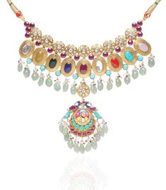 Step into refined elegance with the Jayaswi Navratan kundan necklace set, a breathtaking celebration of color and craftsmanship. Featuring an exquisite arrangement of navratan stones, each with its unique symbolism, this necklace radiates vibrancy and charm. Paired with matching earrings, this set is perfect for enhancing your festive looks, adding a touch of royal elegance to any occasion. Kundan Necklace Set, Kundan Necklace, Ethnic Design, Kundan Necklaces, Green Onyx, Stone Settings, Matching Earrings, Modern Woman, Necklace Set