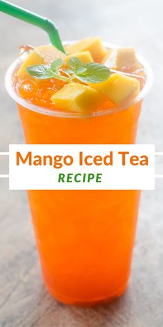 mango iced tea recipe in a plastic cup