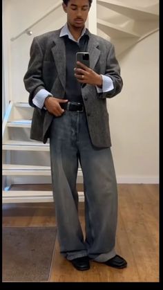 Pinstripe Blazer Outfit Men, Tailored Blazer Outfit, Casual Blazer Outfits Men Fashion Ideas, Styling An Oversized Blazer, Blazer Sweatshirt Outfit, Winter Smart Casual Men Outfit, Blazer And Jeans Outfit Mens, Jeans And Blazer Outfit Men, Big Blazer Outfit