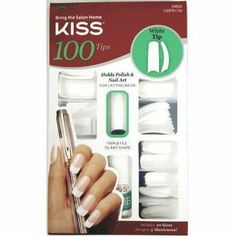 Kiss 100 Tips White Tip Long Length Kiss Full cover Nails are strong natural - looking. Used by professionals Kiss Full cover Nails are the number one choice 100 Nails Nail glue 0.1 oz Bright Summer Acrylic Nails, Fur Pom Pom Keychain, Cover Nails, White Tips, Pom Keychain, Kiss Nails, Barber Supplies, Pom Pom Keychain, White Tip