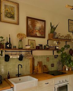 the kitchen is clean and ready to be used as a place for cooking or baking