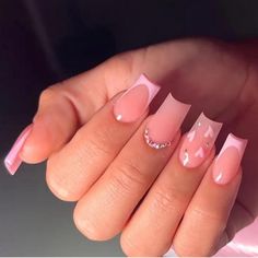 Brand New Press On Nails From Shein Nails Designs With Gems, Short Medium Length Nails, Medium Length Nail Designs, Medium Acrylic Nails, Medium Coffin, Nail Collection, Fake Acc, Smink Inspiration, Girly Acrylic Nails