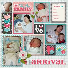 a scrapbook page with pictures of people and babies