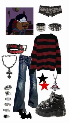 Marceline Outfits, Different Body Sizes, Edgy Emo, Grunge Fits, Cooler Style, Outfit Looks, Alt Outfits, Two Friends, Emo Outfits