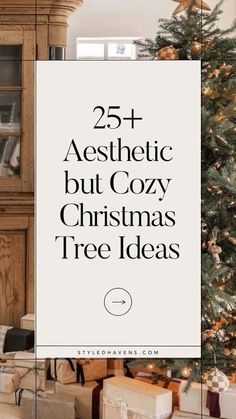 a christmas tree with presents under it and the words 25 aesthetic but cozy christmas tree ideas