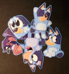 Stickers are drawn and produced by myself.  Bat Bluey is a single sticker. Bluey Set of Three is three stickers. If you have any questions please feel free to reach out.  Free Standard Shipping. Bluey Bluey, Stationary Craft, Beautiful Cartoon, Chick Fil A, Birthday List, Cute Dogs And Puppies, By Myself