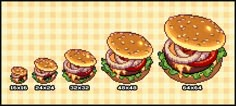 an old school computer game with hamburgers and buns in each one's hand