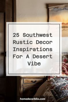 a bed sitting next to a window with the words 25 southwest rustic decor inspirations for a desert vibe