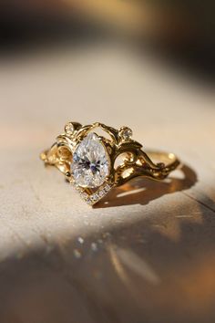 a close up of a ring on a table