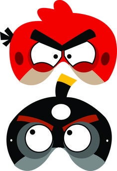 the angry birds are wearing masks to look like they're ready for battle against each other