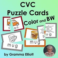 the cvc puzzle cards color and bw are shown