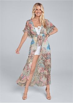 Alternate View Embellished Floral And Paisley Print Maxi Top White Net Top, Top Kimono, Strapless Shirt, Maxi Tops, Tie Dye Long Sleeve, Bell Sleeve Blouse, Dressy Tops, Wide Sleeves, Online Fashion Stores