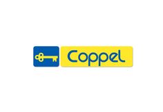 the coppel logo is shown in blue and yellow, with a key on it