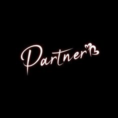 the word partner is lit up against a black background