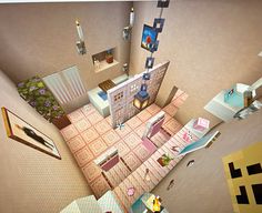 💅🏻🎀 Minecraft Building Aesthetic, Kpop Minecraft Builds, Mc Room Ideas, Minecraft Small Bedroom Ideas, Minecraft Ideas Interior, Cute Minecraft Kitchen, Minecraft Fridge, Minecraft Living Room Design, Minecraft Decor Ideas Interior Design