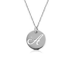 Simple, sleek, and always stylish, this necklace offers an updated take on a classic, with elegant, flowing script that accentuates your favorite necklines perfectly.Chain Type: O-chainMaterial: Copper Formal Round Necklace With Initials, Silver Initial Necklace With Round Shape, Silver Initial Necklace With Clavicle Chain And Round Pendant, Silver Round Initial Clavicle Necklace, Elegant Initial Necklace With Clavicle Chain, Elegant Initial Necklace With Adjustable Chain And Round Pendant, Silver Round Initial Necklace For Formal Occasions, Formal Initials Necklace With Round Pendant, Silver Pendant Initial Necklace For Formal Occasions