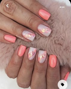 Nails Flowers, Summer Gel Nails, Nails Art Designs, Trendy Nail Art Designs, Colorful Nails, Dots Nails