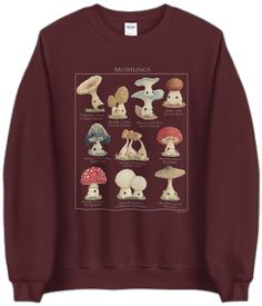 Sweatshirt And Shirt Outfit, Mushroom Clothes, Botanical Mushroom, Selling Clothes, Workout Sweatshirt, Fashion Company, Shirt Outfit, Sweat Shirt, Printed Shirts