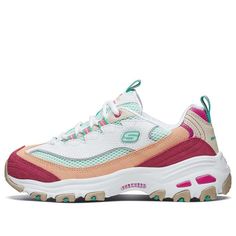 (WMNS) Skechers D'lites 2.0 Chance GS White/Green/Pink 13146-WMLT (SNKR/Low Top/Women's/Dad Shoes/Gift Recommend) Skechers D Lites, Dad Shoes, Shoe Gifts, Chunky Sneakers, Sketchers Sneakers, Sneakers Shoes, White Green, Low Top, Shoes Sneakers