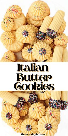 italian butter cookies with sprinkles and chocolate