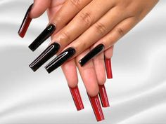 Black & Red Bottoms Press on Nails Free Prep Kit Luxurious Etsy Black Matte Nails Red Underneath, Goth Red Nails Acrylic, Black Nails W Red Under, Black Nail Red Under, Classy Black And Red Nails, Long Black Red Bottom Nails, Black Nails And Red Under, Redbottom Nails Black, Red Bottom Press On Nails