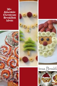 several pictures of christmas treats and desserts with the words, 30 + adorable christmas breakfast ideas