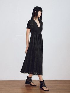 Composition : COTTON 100%Color : BLACK_FREECountry of Origin : CHINA Black Bohemian V-neck Dress, Urban Outfitters Black V-neck Dress, Black Rayon V-neck Midi Dress, Cut Out, Black Dress, Composition, V Neck, China, The Originals