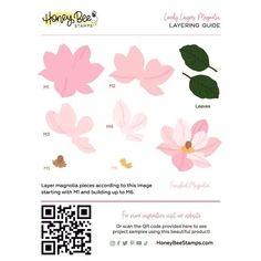 the pink flowers and leaves are featured in this paper crafting guide for beginners