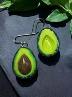 Polymer clay on sterling silver ear wire Avocado Earrings, Ear Wire, Sacramento, Favorite Jewelry, Large Size, Etsy Earrings, Avocado, Polymer Clay, Purses And Bags