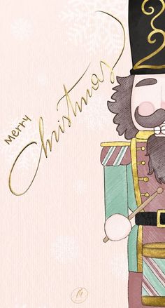 a drawing of a nutcracker with a merry christmas message on it's chest