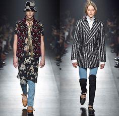 DressCamp by Toshikazu Iwaya 2015-2016 Fall Autumn Winter Mens Runway Catwalk Looks - Mercedes-Benz Fashion Week Tokyo Japan - Denim Jeans Dragon Metallic Snake Reptile Bomber Jacket Outerwear Coat Quilted Puffer Shirtdress Ornamental Print Decorative Art Stripes Blazer Knee Pads Detachable Silk Leather Fringes Pointed Shoes Hoodie Plaid Geometric Onesie Jumpsuit Furry Jogger Sweatpants Shorts Vest Waistcoat Sweatpants Shorts