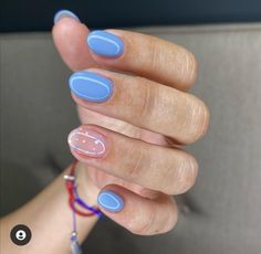 Cute Sns Nail Ideas For Spring, Paint Short Nails, Cute Summer Nails Short, Australia Nails, Nails Accent Nail, Summer Nails Short Nails, Camp Nails, 23 Nails, Short Nails Acrylic