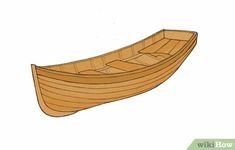 a drawing of a wooden boat on a white background