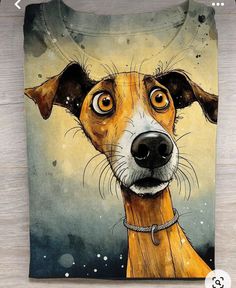 a painting of a dog with big eyes