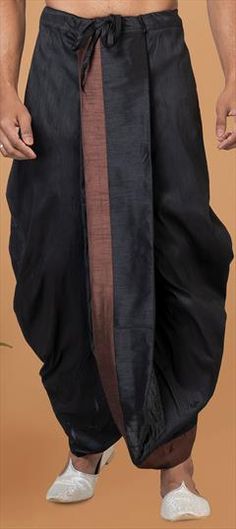 Black and Grey color Dhoti in Dupion Silk fabric with Thread work Traditional Black Fabric For Festive Occasions, Traditional Black Festive Fabric, Black Festive Fabric, Black Cotton Traditional Wear With Pallu, Black Cotton Sets With Traditional Drape, Dupion Silk, Thread Work, Grey Color, Silk Fabric