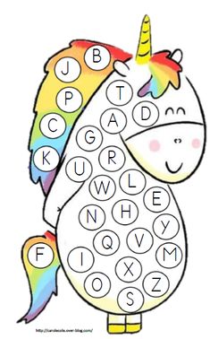 a printable unicorn word search with letters and numbers to help kids learn how to read