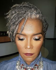 Short Grey Braids For Black Women, Older Women With Locs, Grey Hair Locs, Gray Locs, Protective Styles For Natural Hair Short, Black Locs, Locks Hairstyles, Grey Hair Journey, Short Dreadlocks Styles