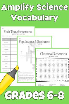 an image of the worksheet for amplify science vocabulary