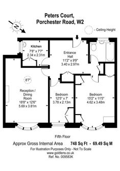 a floor plan for a two bedroom apartment