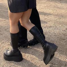 ad eBay - Platform Boots Knee High Med Calf Chunky Heel Fashion Girls Shoes Boots Slip On - Buy Now, click the link (eBay) New Goth, Shoes 2022, Gothic Boots, Summer Boots, Chunky Boots, Fall 2023, Mid Calf Boots, Platform Boots, Boots For Women