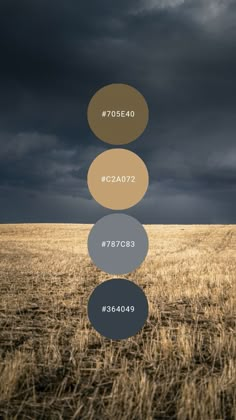 an image of a field with clouds in the sky and three circles above it that are labeled