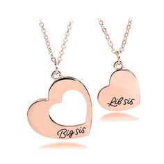 PRICES MAY VARY. Material:Rose gold plated Stainless Steel, it is lead free and nickel free.Stainless Steel is hypo allergenic, it doesn’t rust, change colour or tarnish. The Big Sis heart is 2 cm (0.79 inch), Little Sis heart is 1 cm (0.39 inch), stainless steel chain length 46 cm (18 inch), diameter of bracelet: 6.5cm (2.56inch). This hand stamped "Big sis Lil sis" charm necklaces are the perfect gift idea for sisters! Made with love just for them❤️ You get 2 necklaces, for you and for your lo Sister Necklaces For 2, Sister Necklace Set, Big Sister Little Sister, Sisters By Heart, Sister Necklace, Lil Sis, Hand Stamped Necklace, Friends Set, Big Sis