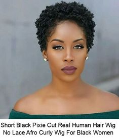 Short Black Pixie Cut Real Human Hair Wig No Lace Afro Curly Wig For Black Women Natural Hair Haircuts, Short Natural Haircuts, Short Natural Curly Hair, Tapered Natural Hair, Natural Hair Cuts, Natural Hair Short Cuts, Real Hair Wigs, Natural Hair Twists