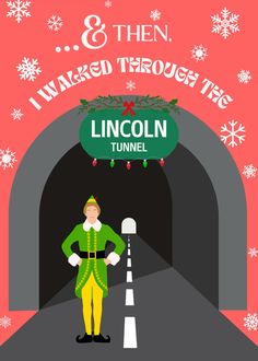 an image of a cartoon character standing in front of a tunnel with the name lincoln tunnel