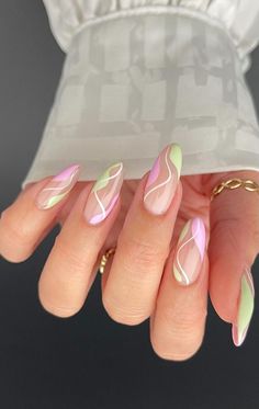 Ongles Rose Pastel, Green Nail Art, Lilac Nails, Green Nails