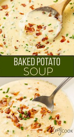 baked potato soup with chives and bits of bacon Fall Soup Recipes, Baked Potato Soup, Fall Soups, Think Food, Health Dinner Recipes, Easy Soups, Easy Soup Recipes, Deilig Mat, Idee Pasto Sano