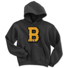 Black & Gold Big Block B Youth Hoodie - Chowdaheadz Block B, Hockey Fans, Youth Hoodies, Winter Days, Winter Day, Black And Gold, Hockey, Comfort Fit, How To Become